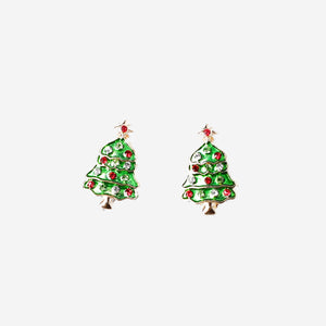 Textile Christmas tree ear studs from Flying Tiger Copenhagen featuring festive holiday design and small, decorative tree shapes.