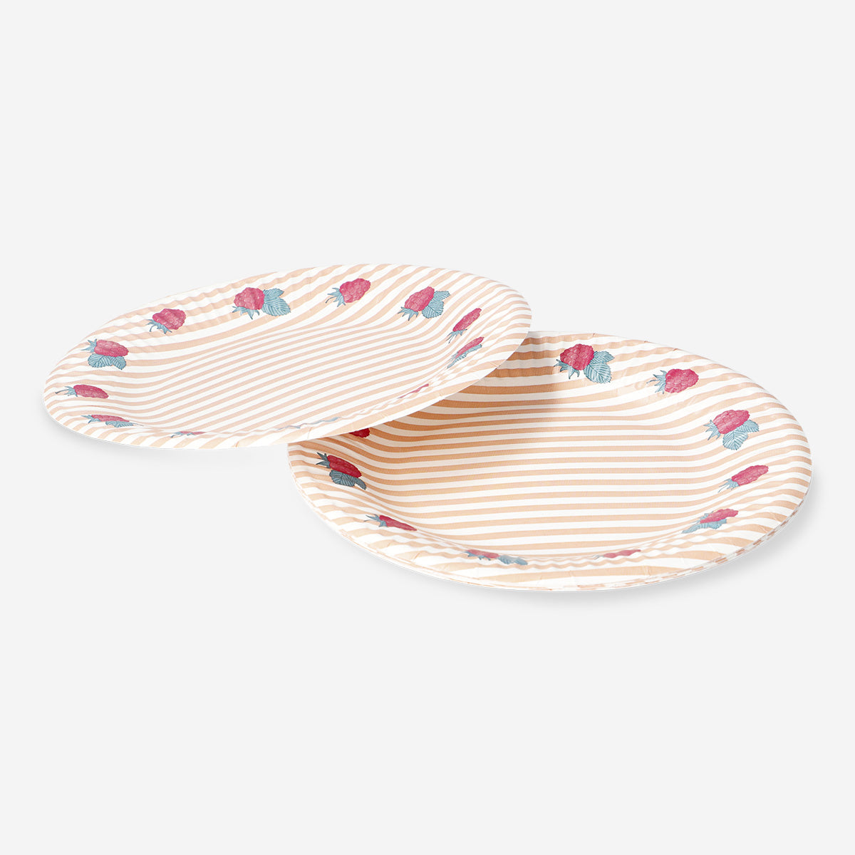 Set of 8 Flying Tiger Copenhagen paper party plates with raspberry print, perfect for summer gatherings and celebrations.