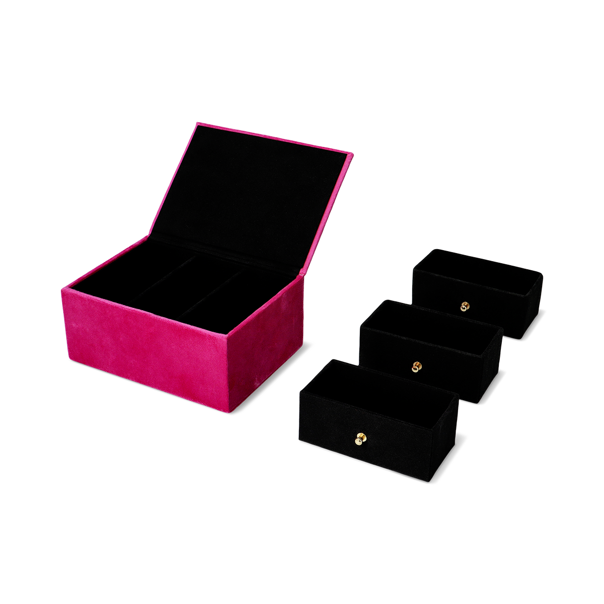 Pink velvet fridge jewellery storage