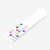Set of Flying Tiger Copenhagen star and heart office stickers on paper backing, colorful and fun decorative stickers for planners or notes.