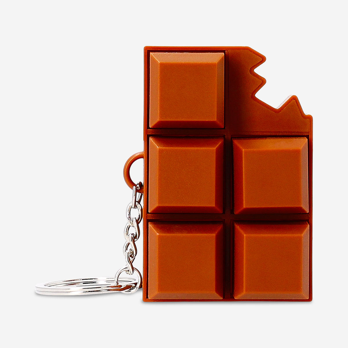 Flying Tiger Copenhagen chocolate bar clicking keyring gadget with a realistic chocolate design and compact keyring attachment.