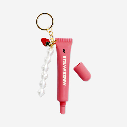 Pink lipgloss with charms - Strawberry fragrance