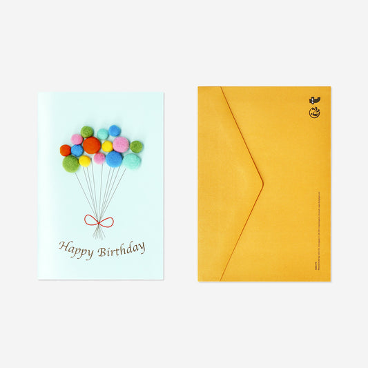 Birthday card with pom pom balloons