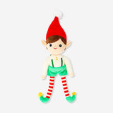 Soft plush elf boy toy from Flying Tiger Copenhagen, featuring a cute elf with a cheerful expression and colorful clothing.