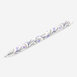 Flying Tiger Copenhagen erasable gel ink pen with purple flower design, ideal for office writing and note-taking.