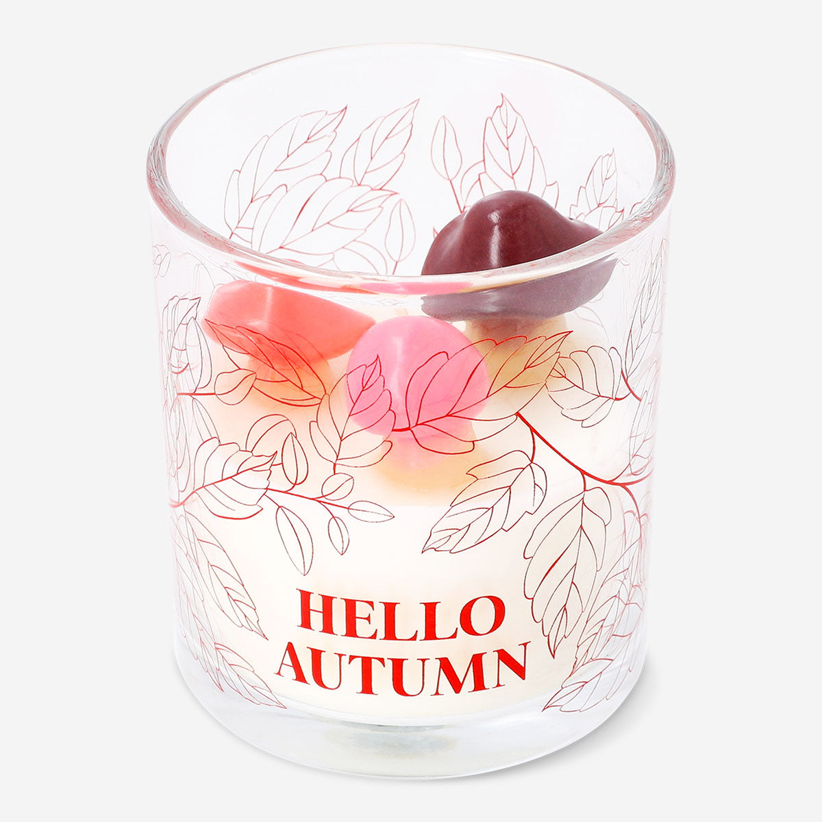 Flying Tiger Copenhagen autumnal candle in a decorative jar, perfect for cozy home ambiance during fall.