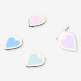 Set of four heart-shaped magnetic bookmarks from Flying Tiger Copenhagen for office or reading use.