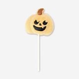 Pumpkin-flavored marshmallow on a stick from Flying Tiger Copenhagen, displayed with a festive autumn theme.