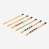 Set of 6 gold office pencils by Flying Tiger Copenhagen arranged on a white background.