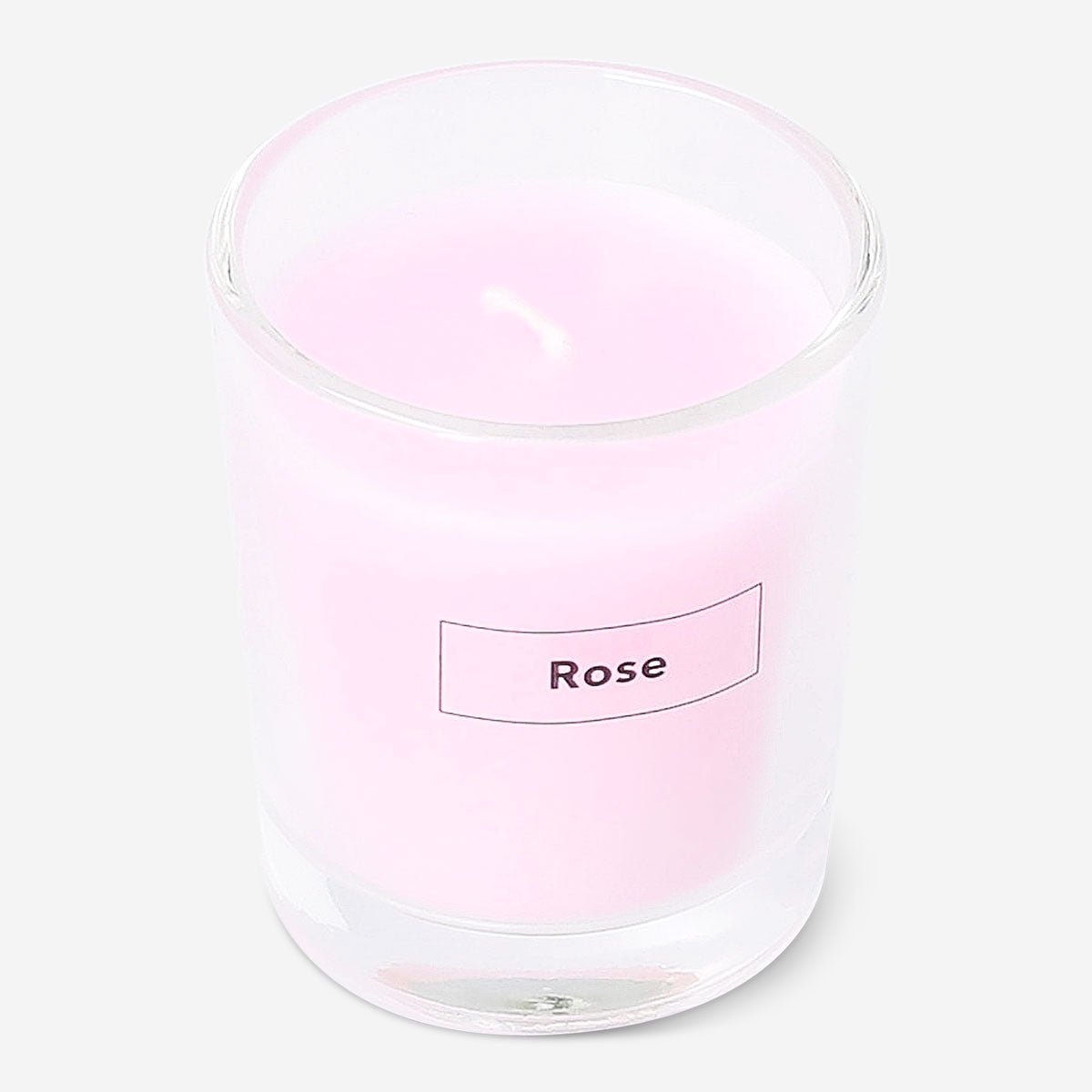 Flying Tiger Copenhagen rose scented candle in a 5 cm glass jar