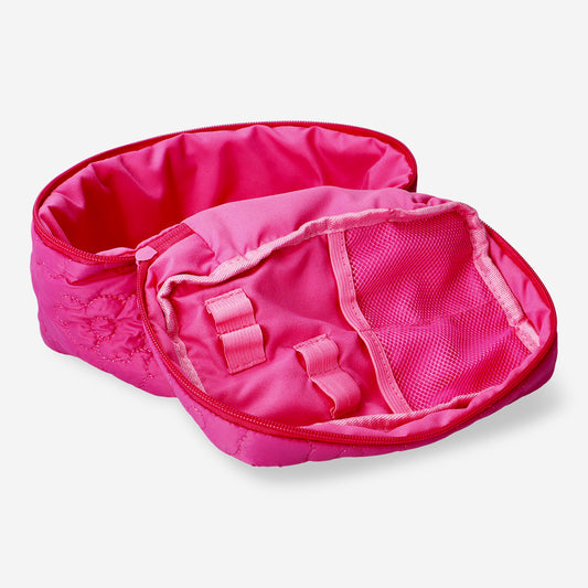 Pink quilted cosmetic bag