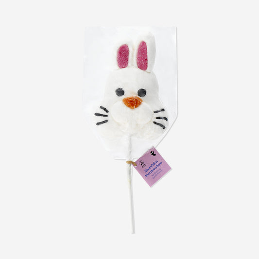 Marshmallow bunny face on a stick