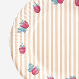 Set of 8 flying tiger Copenhagen paper party plates with raspberry print, perfect for festive gatherings and celebrations.