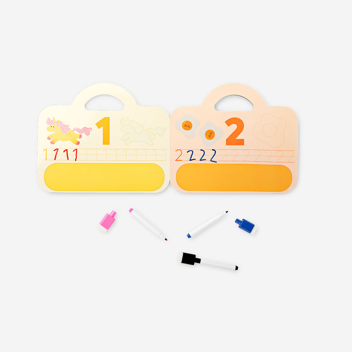 Reusable number learning book by Flying Tiger Copenhagen, featuring colorful pages for early math education and number practice.