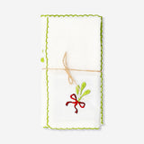 Pair of fabric napkins with mistletoe embroidery, 2-piece set from Flying Tiger Copenhagen, ideal for festive home decor.