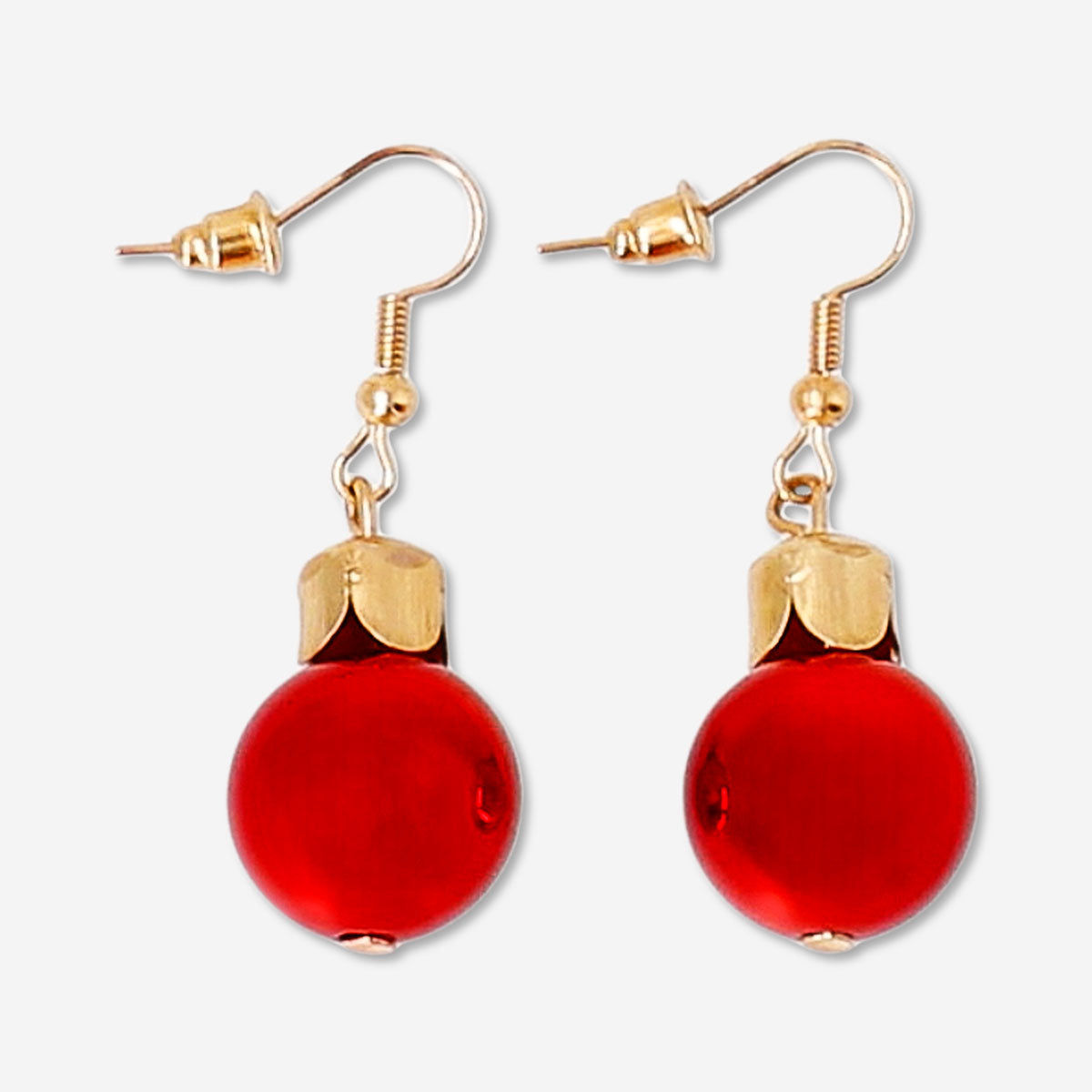 Hanging earrings - Small red Christmas baubles