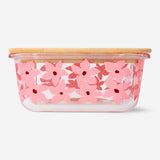 Glass food container with floral design, 20 cm, from Flying Tiger Copenhagen, suitable for kitchen storage and food preservation.