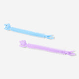 Two Flying Tiger Copenhagen fidget dog bracelets toy with colorful, flexible dog-shaped figures for stress relief and fun.