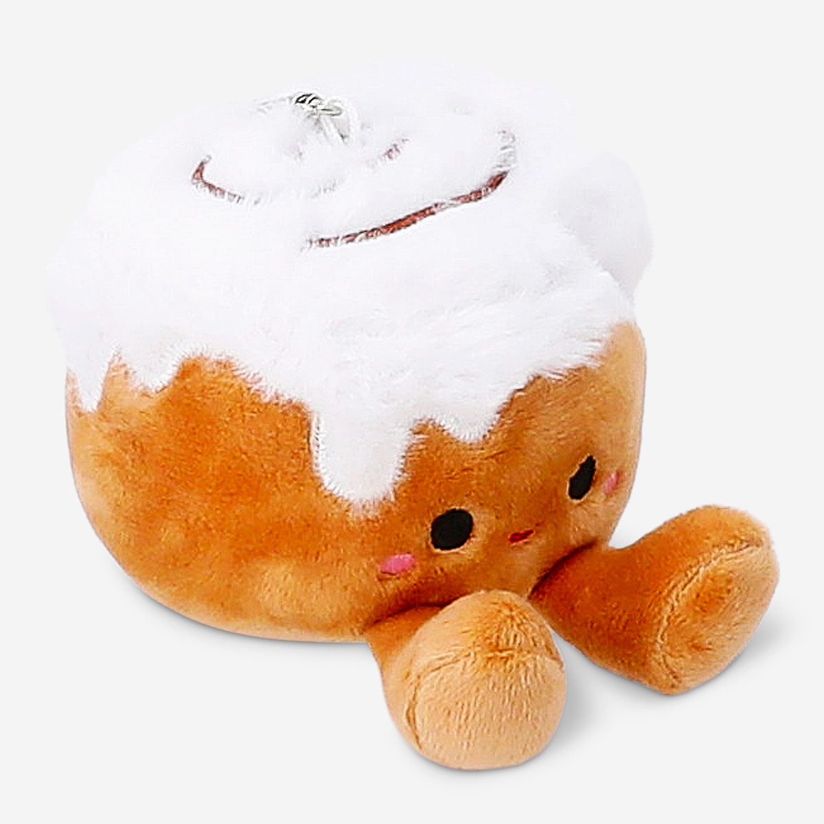 Flying Tiger Copenhagen plush toy keyring featuring a cute cinnamon bun design with soft fabric and keyring attachment.