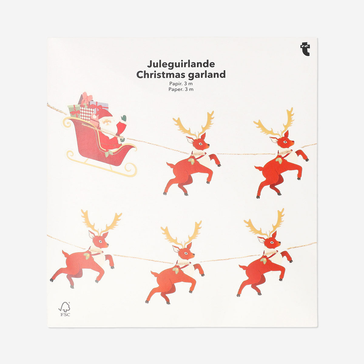 Christmas garland with Santa and his reindeers - 300 cm