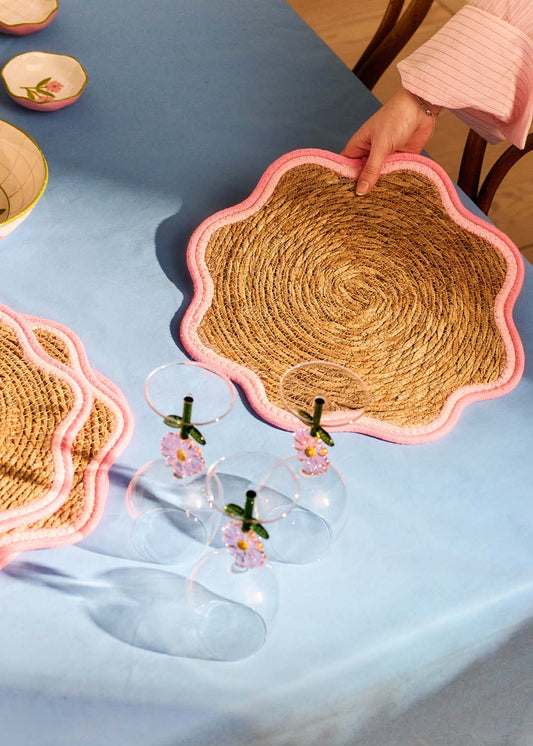 Set de table tressé en massette avec bord festonné - 37 cm