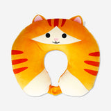 Flying Tiger Copenhagen 2-in-1 kids travel pillow featuring a playful tabby cat design, ideal for comfortable leisure travel.