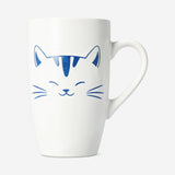 White ceramic cat mug with handle, 400 ml capacity, from Flying Tiger Copenhagen, suitable for hot beverages in kitchen settings.