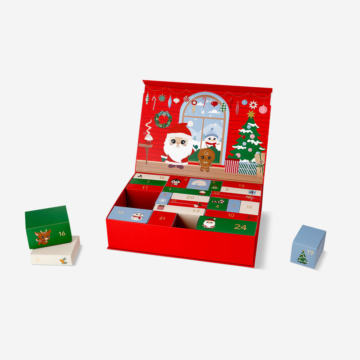 Flying Tiger Copenhagen office advent calendar gift box with 24 compartments, designed for filling with small gifts or treats.