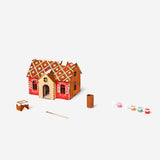 DIY short wooden gingerbread house with paint - 23 cm