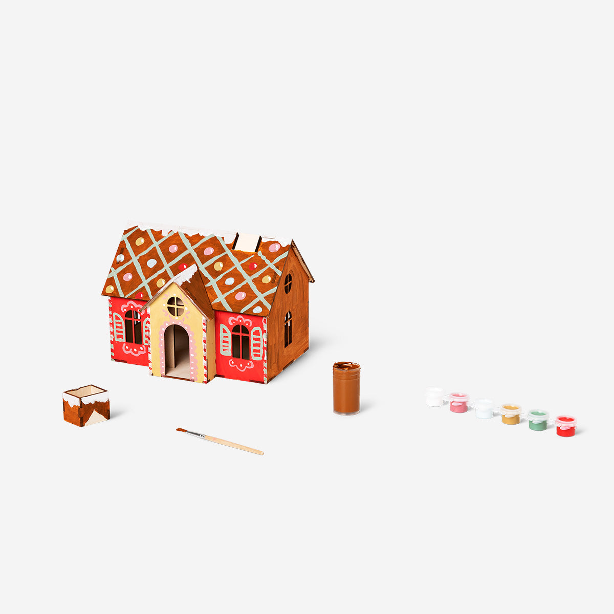 DIY short wooden gingerbread house with paint - 23 cm