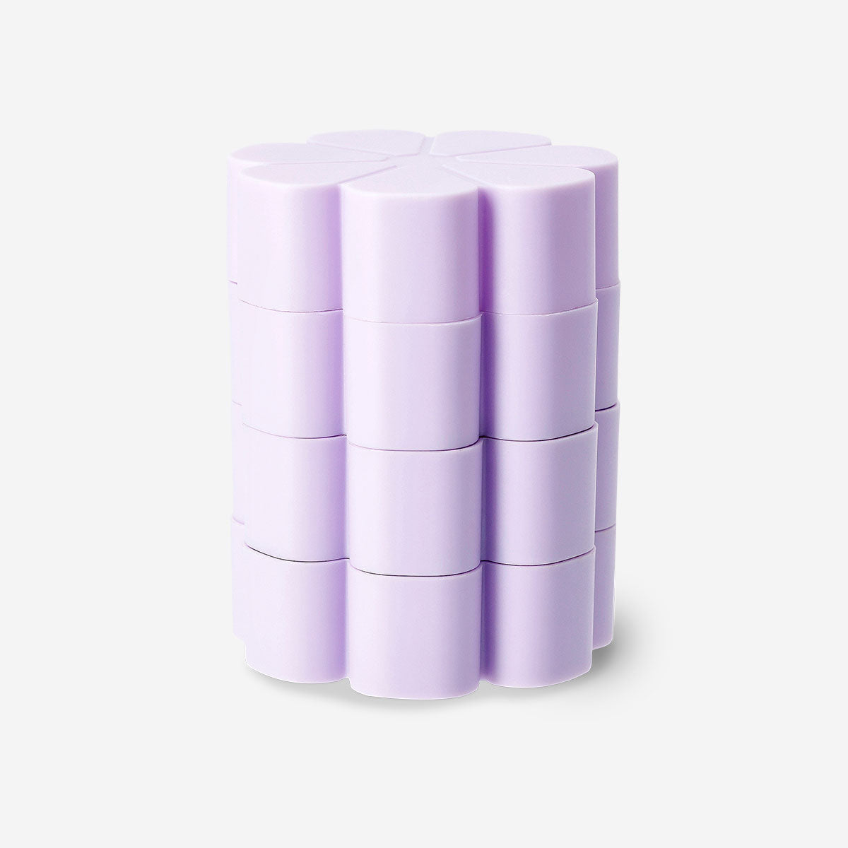 Purple flower jewelry box from Flying Tiger Copenhagen with floral design, used for storing personal care accessories.