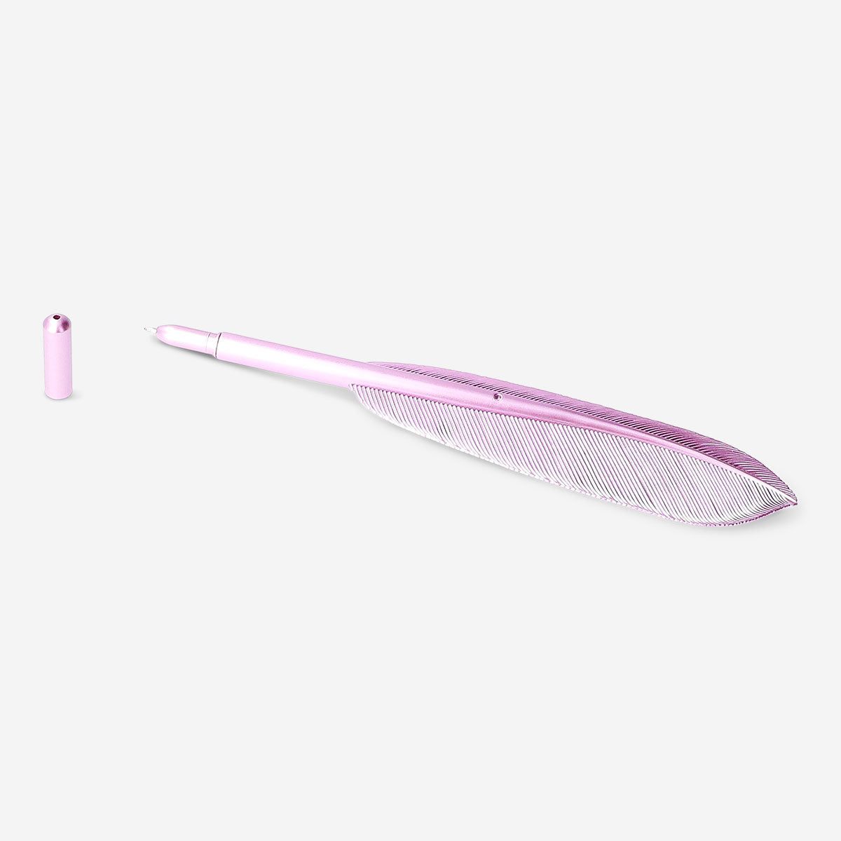 Pink feather ballpoint pen for office use by Flying Tiger Copenhagen, featuring a colorful feather design.