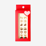 Set of ear studs - Festive bows and wreath