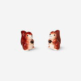 Flying Tiger Copenhagen squirrel salt and pepper set, 2-piece kitchen condiment shakers with cute squirrel design on ceramic.
