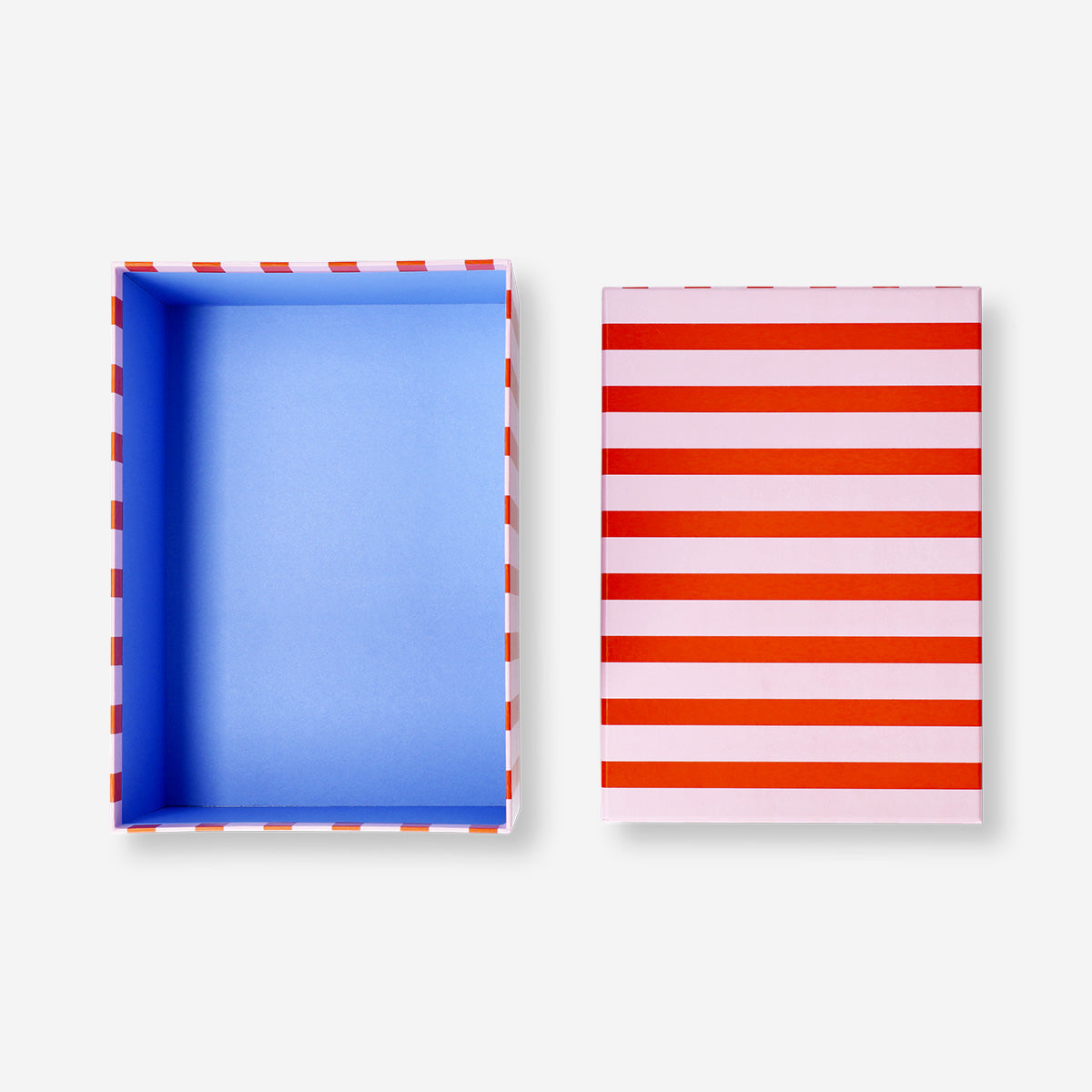 Scatola di carta a righe rosa - 24 cm