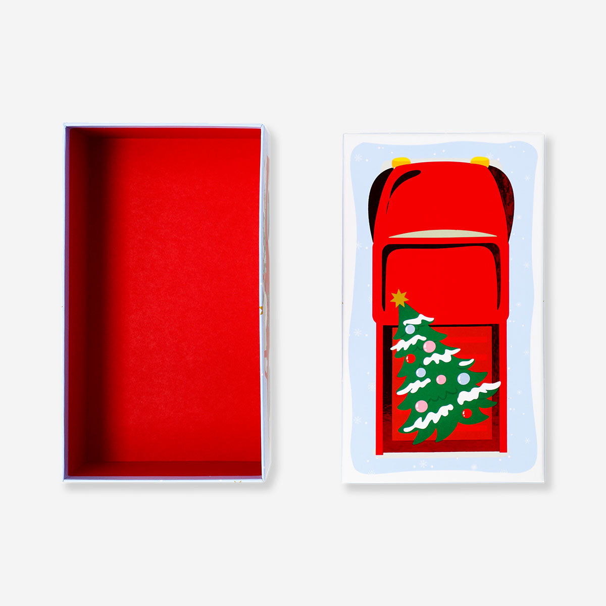 Office gift box featuring Santa's truck design by Flying Tiger Copenhagen, measuring 12x20 cm, ideal for holiday gift wrapping.