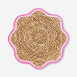 Woven cattail placemat with scalloped edge, 37 cm, in natural tones, designed for kitchen table settings by Flying Tiger Copenhagen