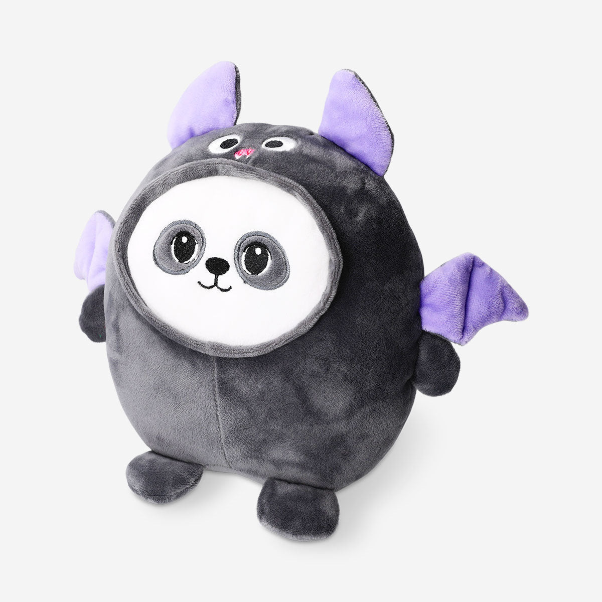 Soft plush panda toy dressed as a bat from Flying Tiger Copenhagen, featuring black and white fur and bat wings.