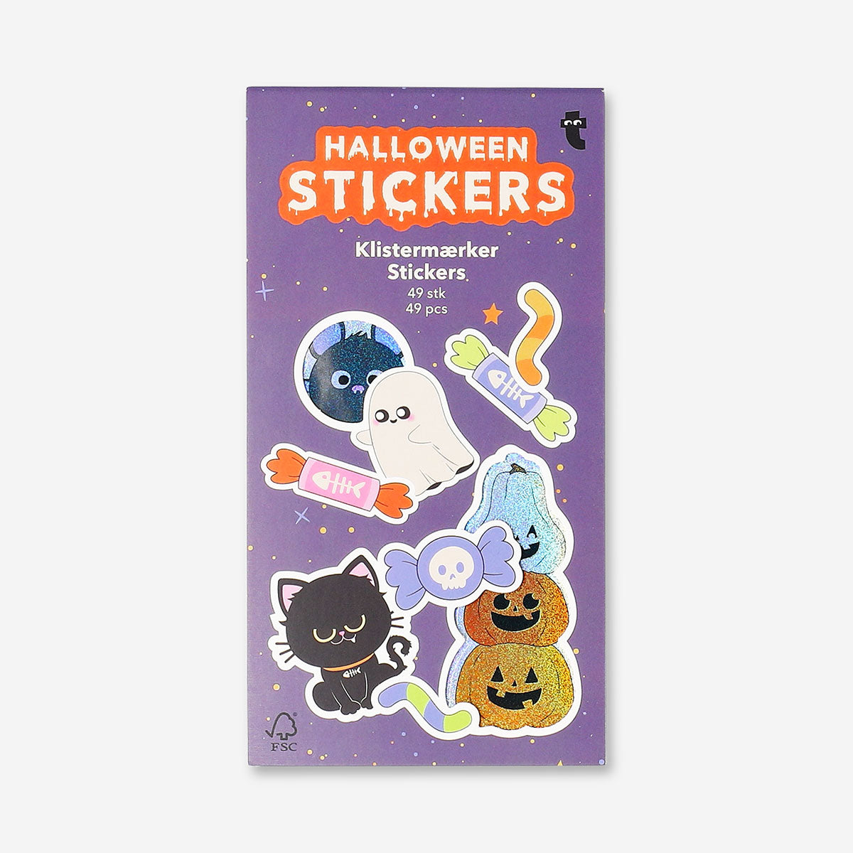 Holographic Halloween stickers from Flying Tiger Copenhagen, featuring spooky and colorful designs for arts and crafts.