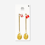 Gold spoons with Santa and present decorations - 2 pcs