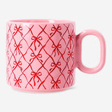 Flying Tiger Copenhagen 300ml ceramic mug with bow print, kitchen drinkware, featuring a charming bow design on a white mug.