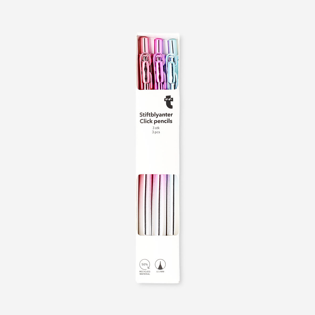 Set of three metallic propelling pencils from Flying Tiger Copenhagen, ideal for office use with sleek design.