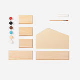 DIY wooden nativity play set from Flying Tiger Copenhagen featuring handcrafted wooden figures for holiday crafts and decorations.