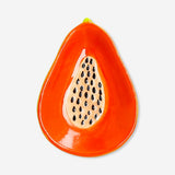 Flying Tiger Copenhagen papaya ceramic dish, 11 cm, decorative homeware with a vibrant, carved papaya design on a white ceramic surface.