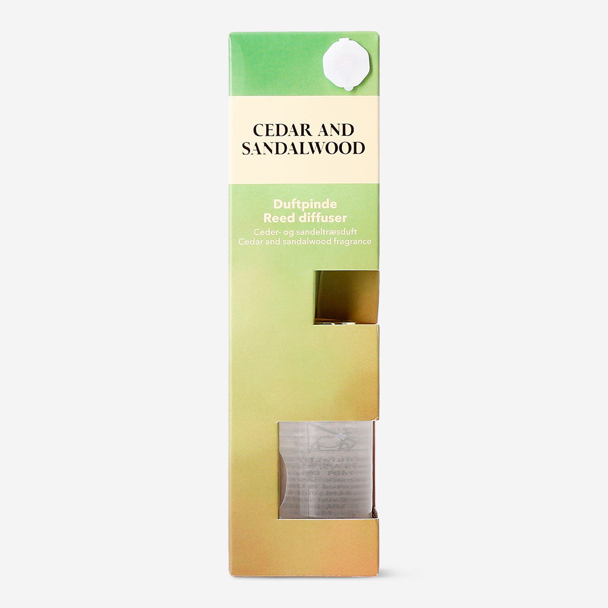 Flying Tiger Copenhagen reed diffuser with cedar and sandalwood fragrance in a 30ml glass bottle for home decor and scent.