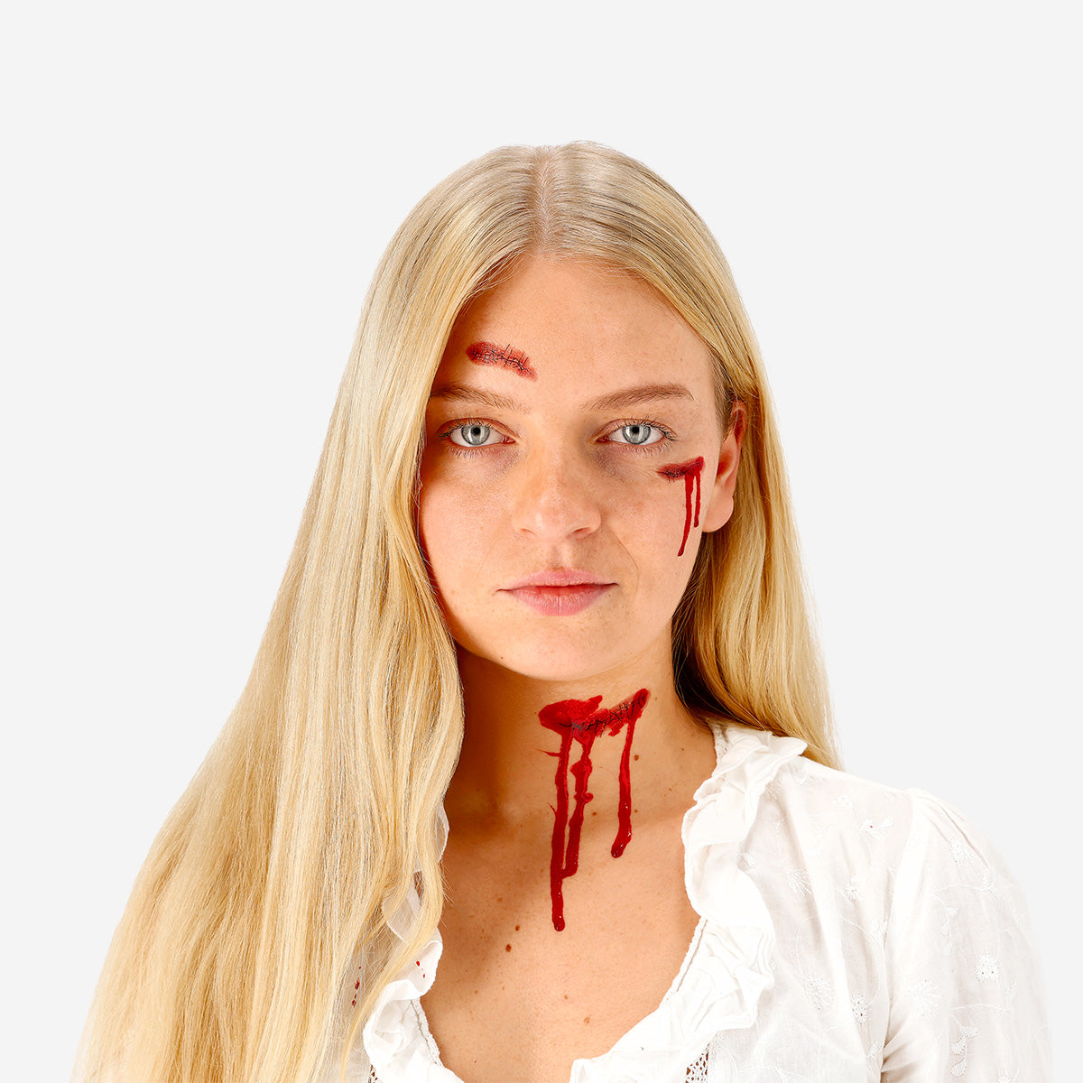 Flying Tiger Copenhagen fake blood for skin with temporary tattoos, featuring realistic red blood effects and fun body art designs.