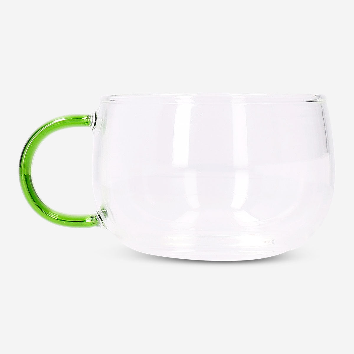Tazza in vetro con manico colorato - 220 ml