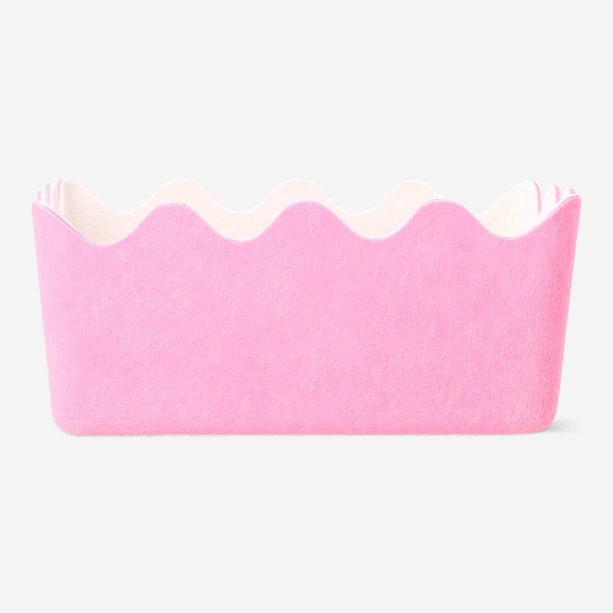 Panier de rangement en feutre bleu aux bords festonnés - 15 x 20 cm