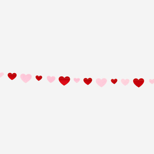 Fabric garland with felt hearts - 300 cm