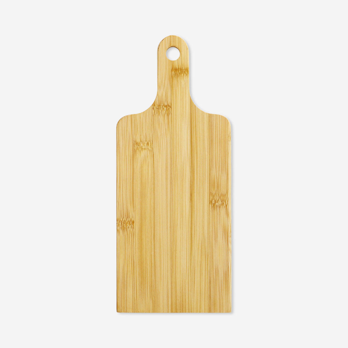 Bamboo kitchen cutting board measuring 30x12.5 cm, with a smooth surface and natural wood grain, from Flying Tiger Copenhagen.